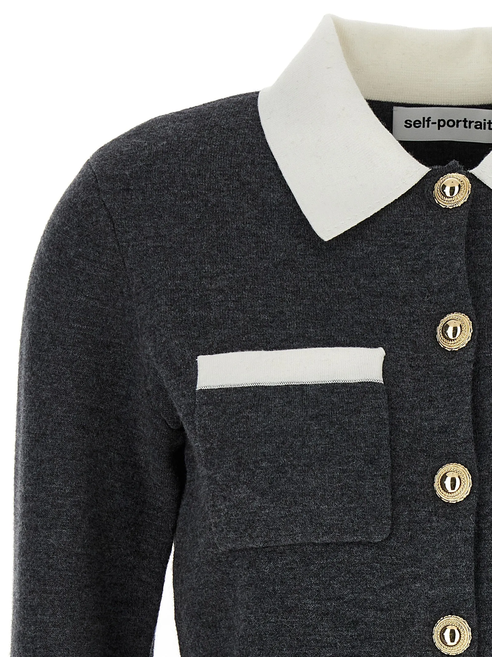 'Grey Contrast Collar' cardigan sold by Lord & Taylor product image thumbnail 3