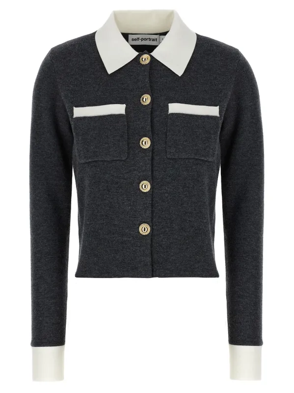 'Grey Contrast Collar' cardigan sold by Lord & Taylor