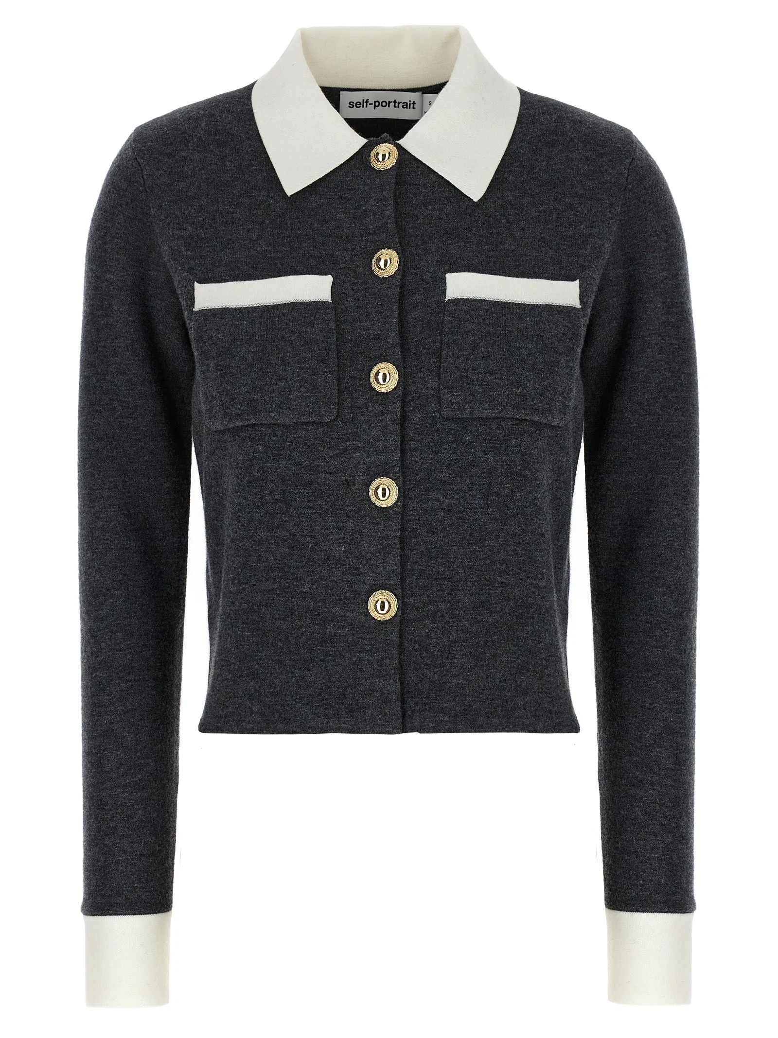 'Grey Contrast Collar' cardigan sold by Lord & Taylor