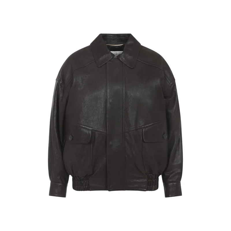 BROWN LAMB LEATHER JACKET made by Yves Saint Laurent