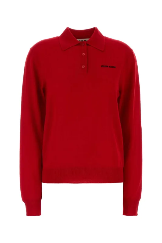 RED WOOL POLO SHIRT made by Miu Miu