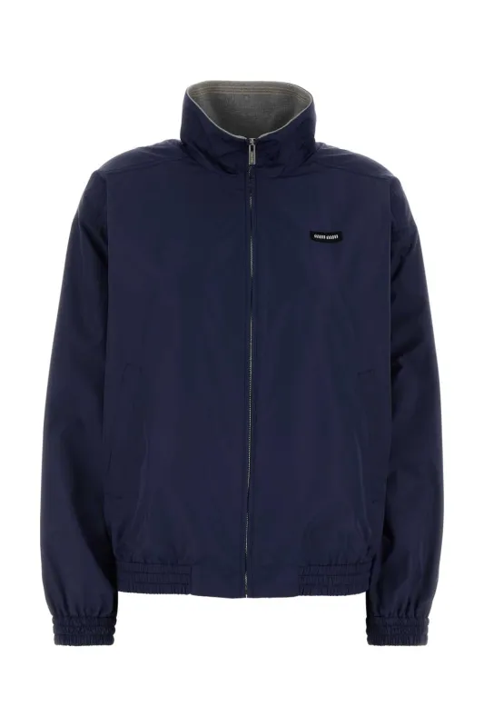 BLUE POLYESTER WINDBREAKER made by Miu Miu