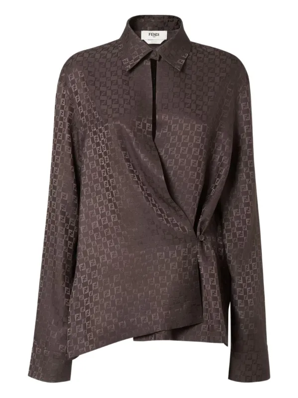 MONOGRAM PATTERN WRAP BLOUSE sold by Lord & Taylor