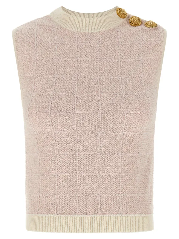 'Testa di leone' tweed vest made by Balmain