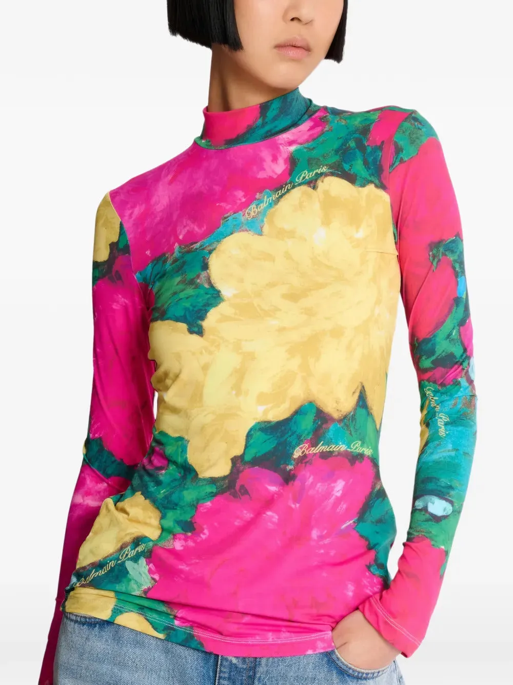 PRINTED HIGH-NECK TOP sold by Lord & Taylor product image thumbnail 3