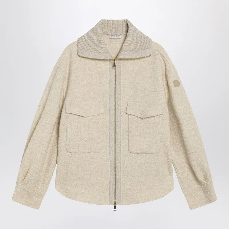 WOOL-BLEND LEATHER-TRIM SWEATER made by Moncler