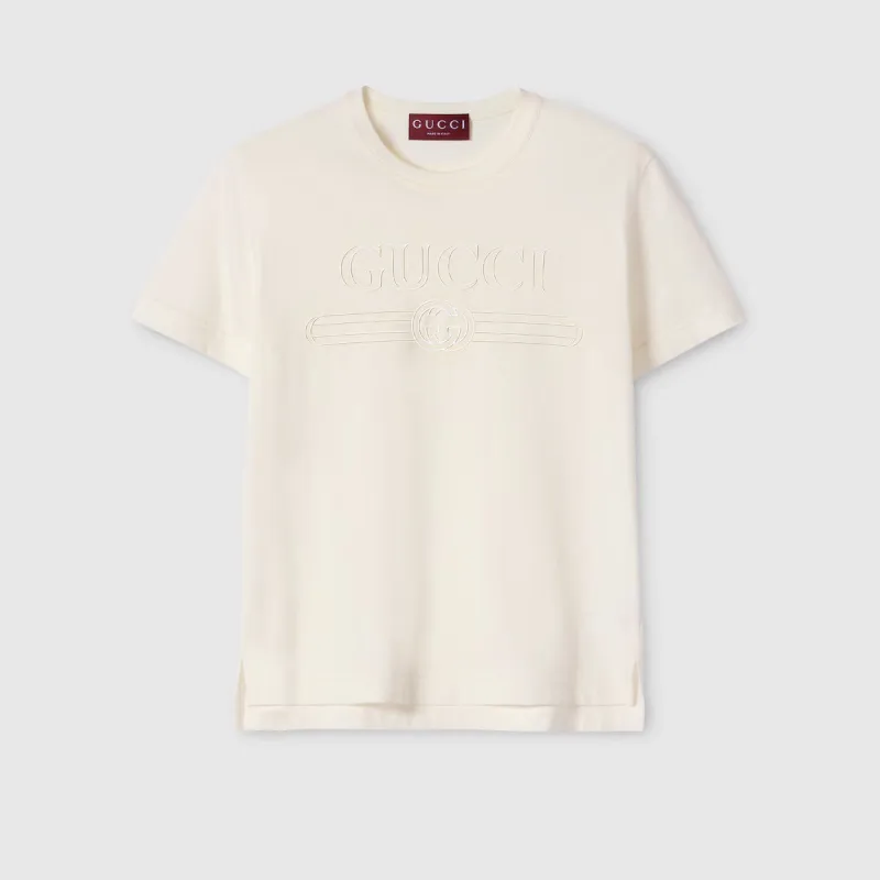Cotton crewneck t-shirt with logo made by Gucci