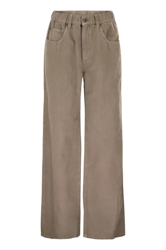 CONTEMPORARY TROUSERS IN GARMENT-DYED COTTON AND LINEN COVER WITH MONILE sold by Lord & Taylor