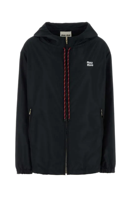 MIDNIGHT BLUE CANVAS WINDBREAKER made by Miu Miu