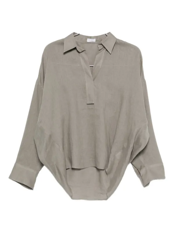 GREEN LINEN BLOUSE made by Brunello Cucinelli