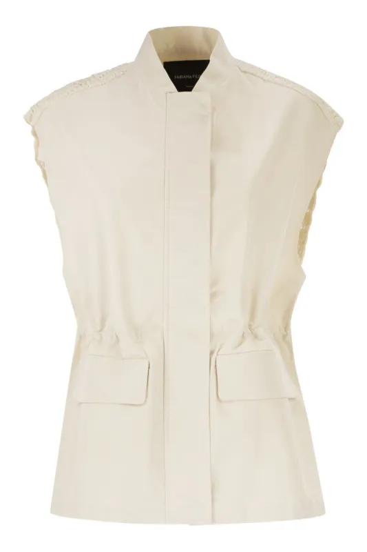 DUAL-MATERIAL WAISTCOAT IN POPLIN AND KNITTED FABRIC made by Fabiana Filippi
