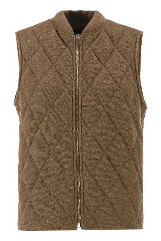 QUILTED COTTON AND LINEN WAISTCOAT WITH SEQUINS sold by Lord & Taylor
