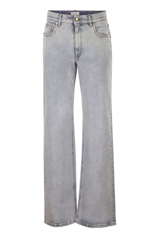 FIVE-POCKET DENIM TROUSERS WITH DIAMOND DETAILING sold by Lord & Taylor