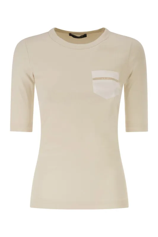 STRETCH COTTON T-SHIRT WITH ELEGANT POCKET sold by Lord & Taylor