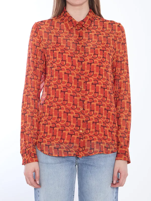 Printed silk blouse sold by Lord & Taylor