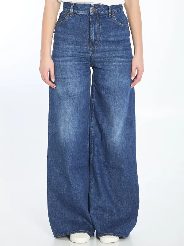 Wide-leg denim jeans made by Chloe