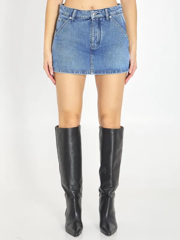 Denim Carpenter mini skort sold by Lord & Taylor