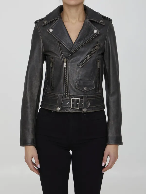 Black leather jacket sold by Lord & Taylor