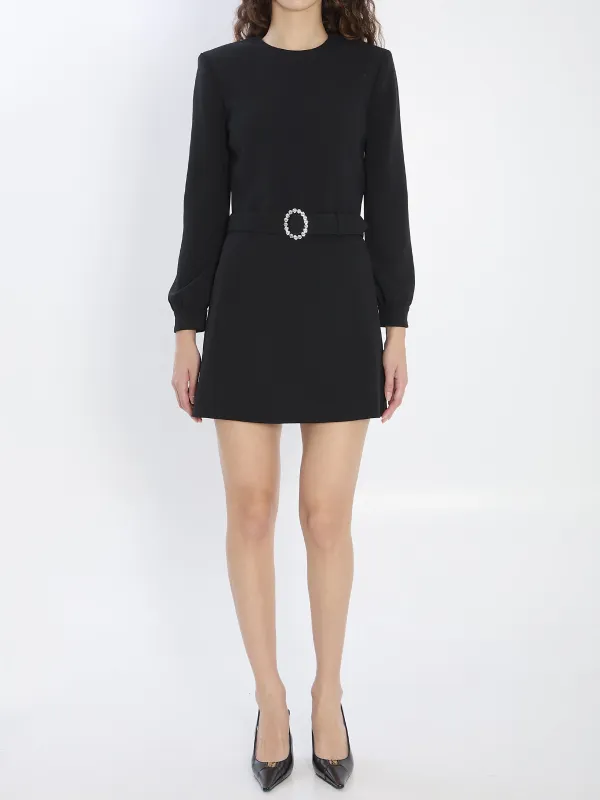 Mini dress with neckline in sablé made by Yves Saint Laurent