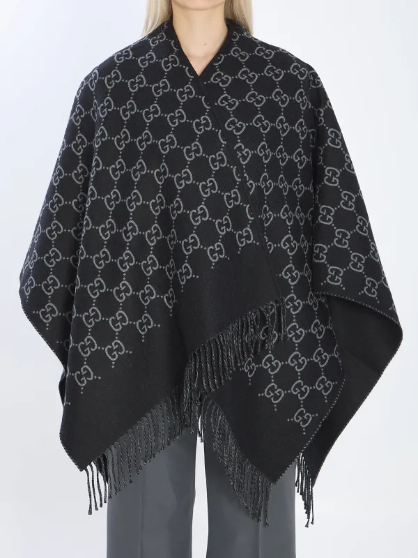 GG wool jacquard cape made by Gucci