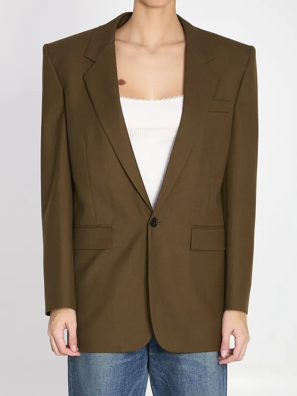 Khaki wool jacket sold by Lord & Taylor