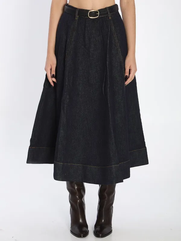 Flared midi skirt made by Self-Portrait