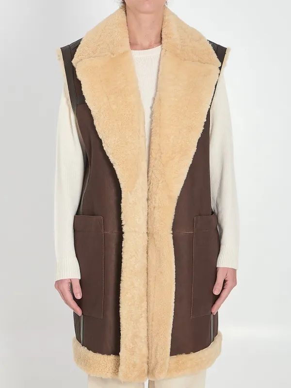 Shearling long vest sold by Lord & Taylor