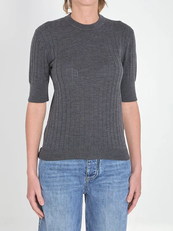 Ribbed knit cropped top made by Bottega Veneta