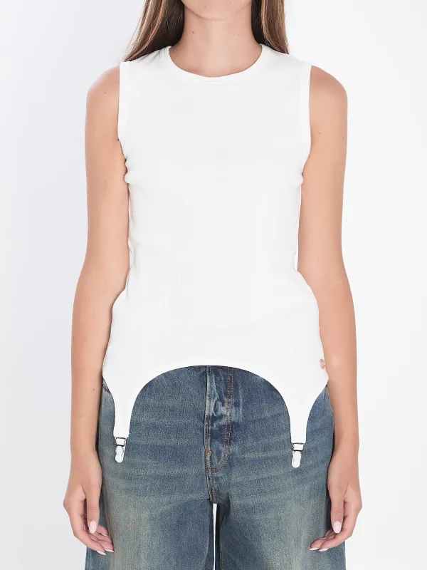 Tank top with lingerie garter sold by Lord & Taylor