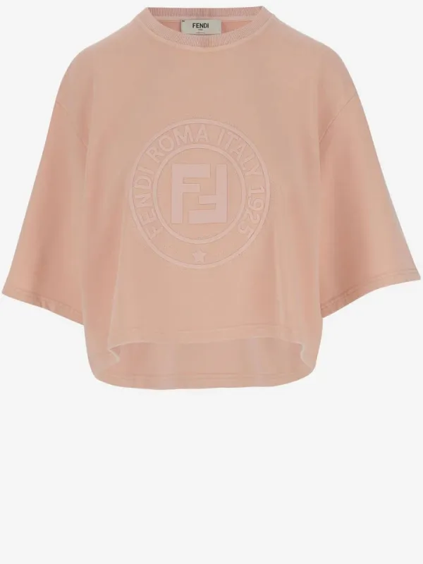 T-shirt with printed logo in cotton made by Fendi
