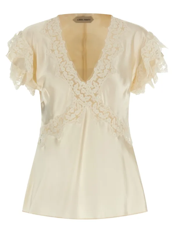 Satin and lace top sold by Lord & Taylor
