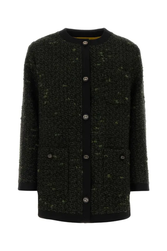 GREEN MULTICOLOR WOOL BOUCLE JACKET made by Gucci
