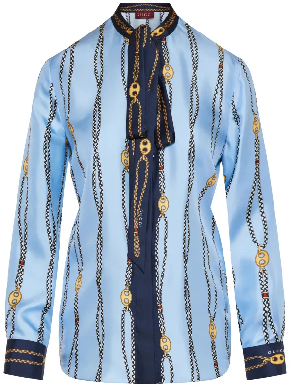 BLUE SILK SHIRT MARINA WAVES sold by Lord & Taylor