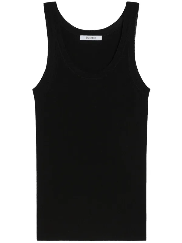 BLACK WOOL RIBBED WOOL TOP made by MaxMara