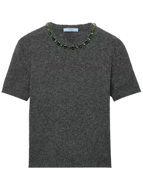 GREY VIRGIN WOOL CREWNECK made by Prada
