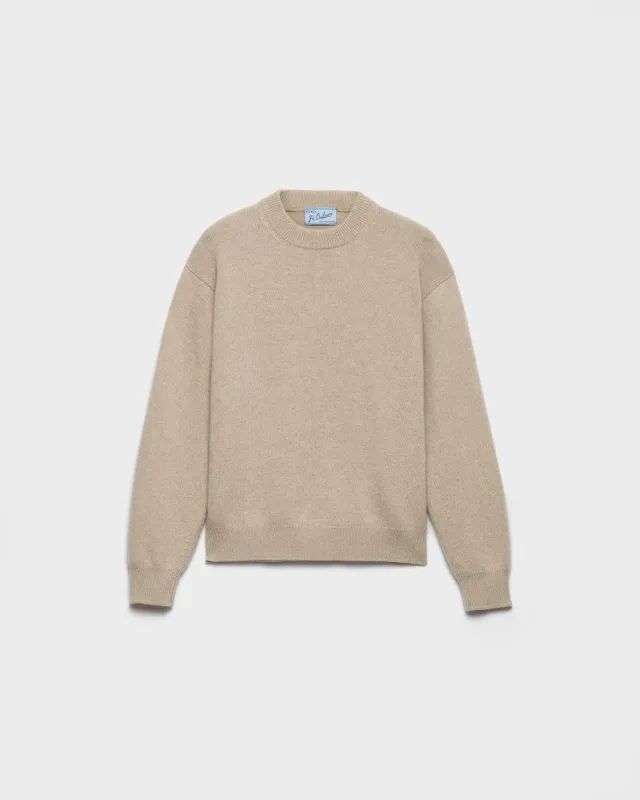 BROWN CASHMERE RECYCLED CREWNECK made by Prada