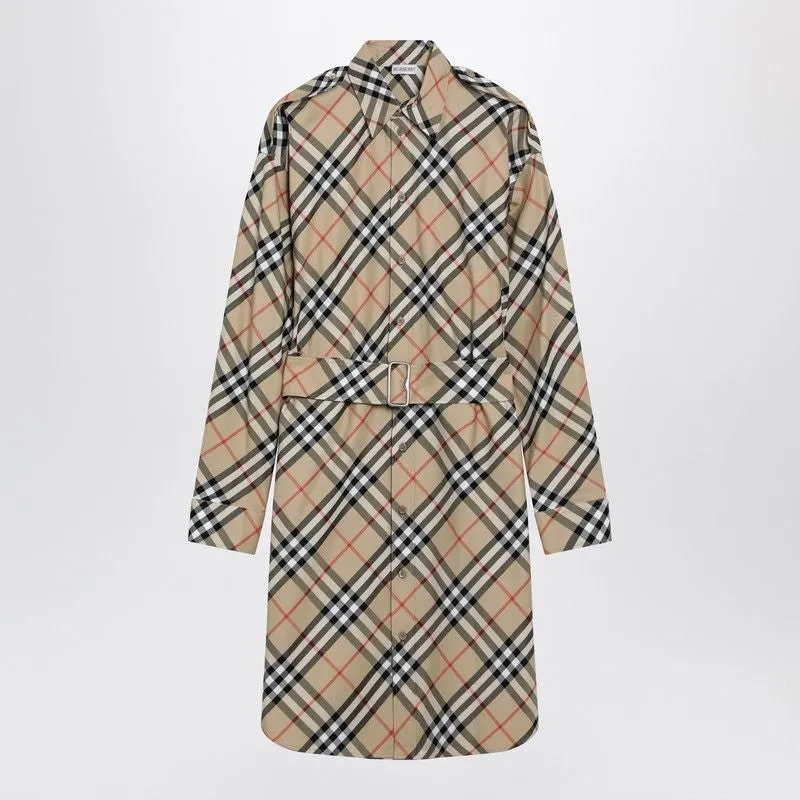 BEIGE CHECK SHIRT DRESS sold by Lord & Taylor