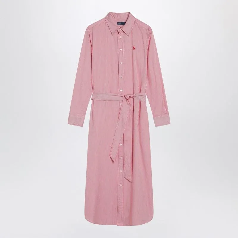 RED AND WHITE STRIPED SHIRT DRESS made by Polo by Ralph Lauren