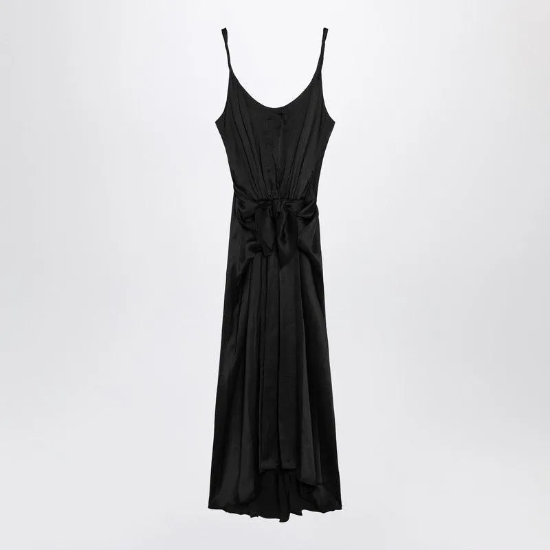 BLACK SILK DRESS WITH KNOTTED WAIST made by J.W. Anderson