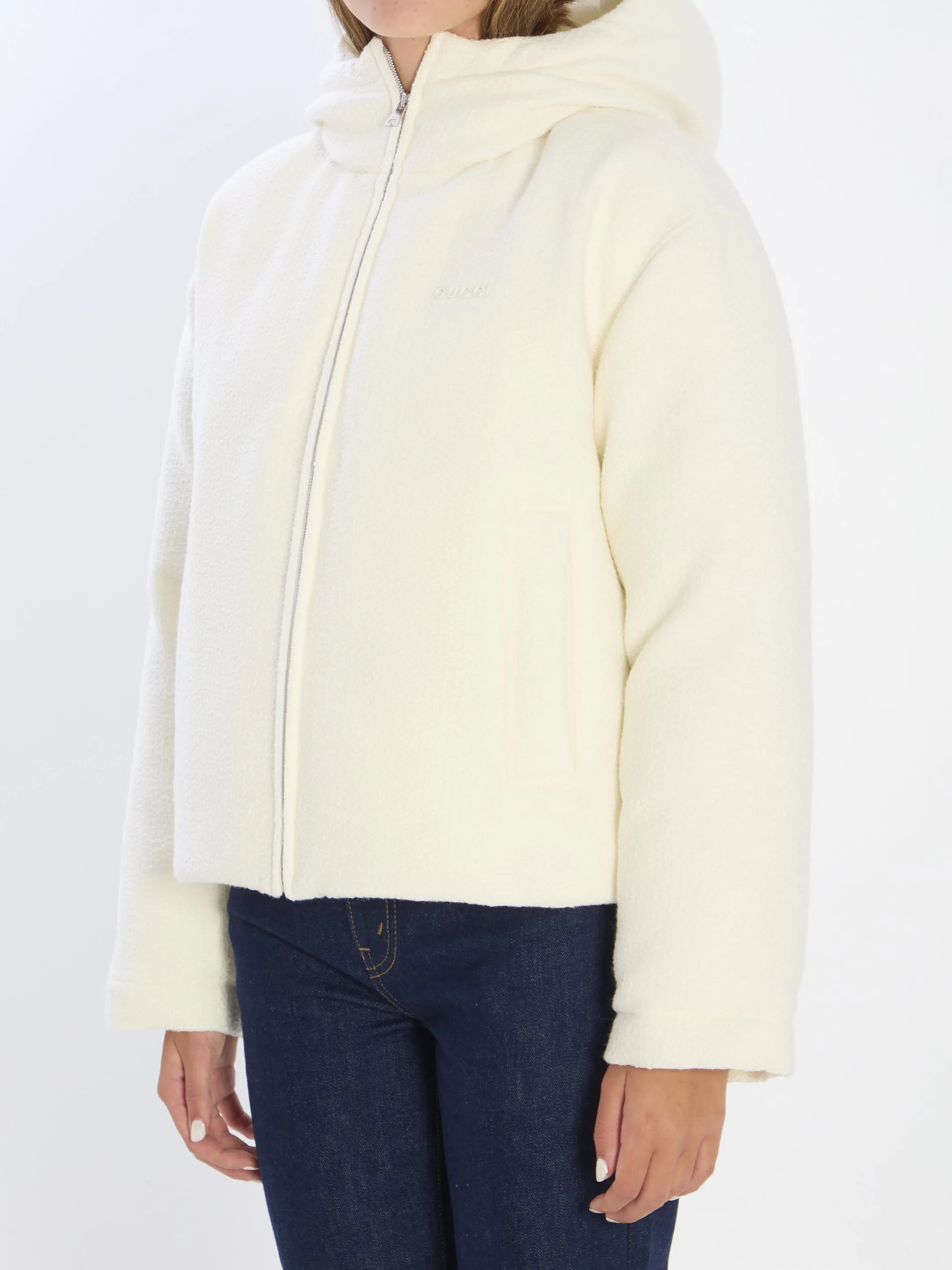 WHITE WOOL BOMBER JACKET sold by Lord & Taylor product image thumbnail 2