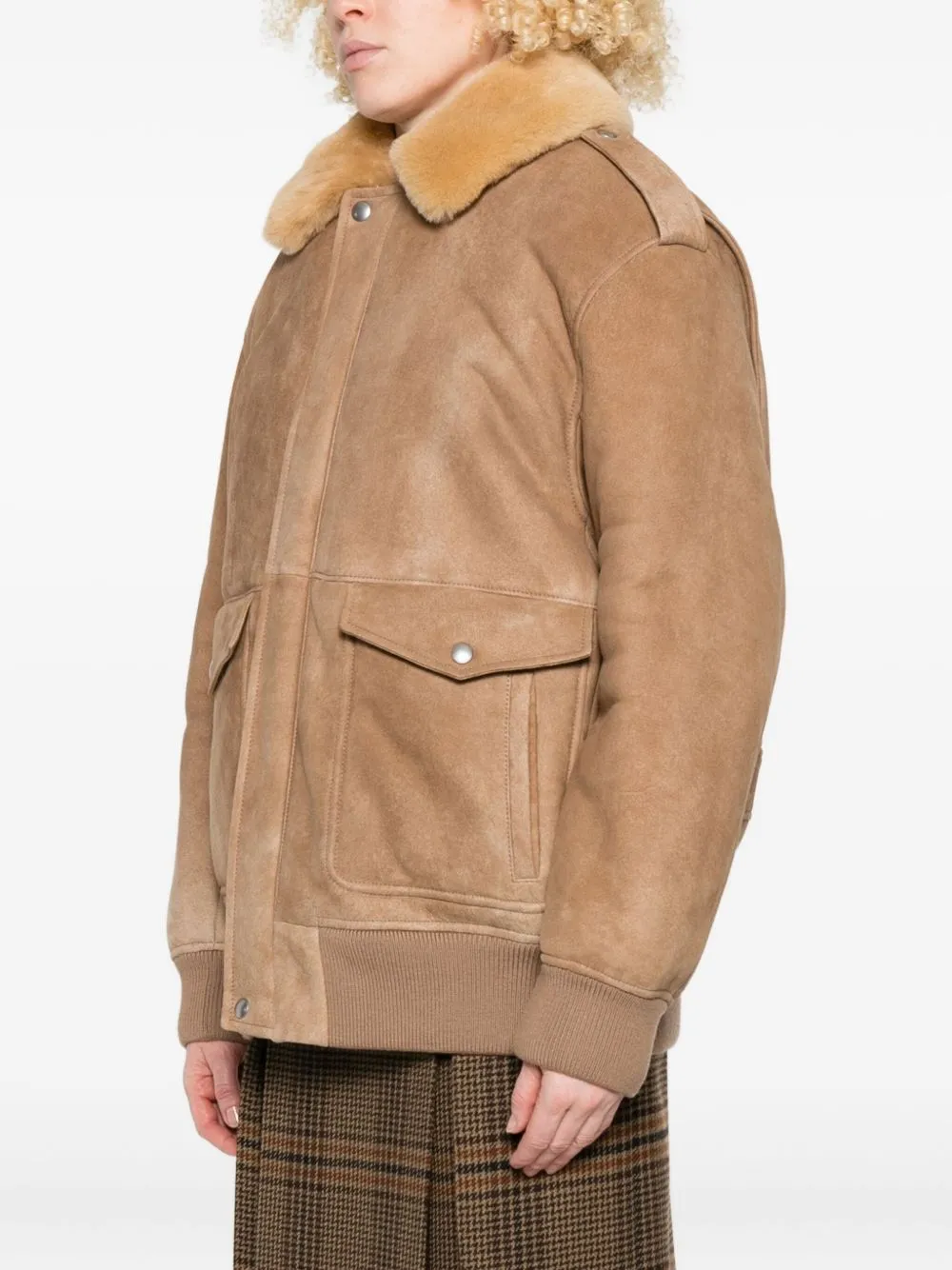 SUEDE BOMBER WITH SHEARLING COLLAR sold by Lord & Taylor product image thumbnail 3