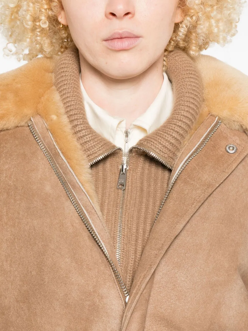 SUEDE BOMBER WITH SHEARLING COLLAR sold by Lord & Taylor product image thumbnail 4