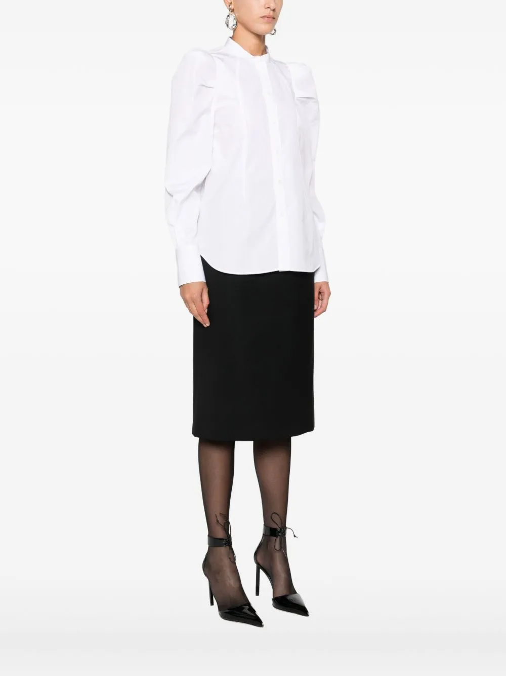 PUFF-SLEEVE BUTTON-FRONT SHIRT sold by Lord & Taylor product image thumbnail 4