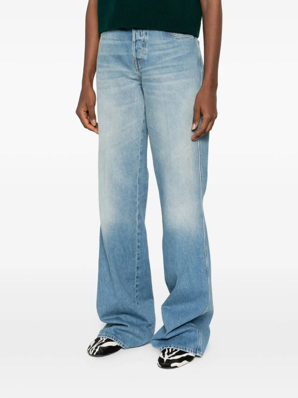 COTTON DENIM FLARE PANTS sold by Lord & Taylor product image thumbnail 5