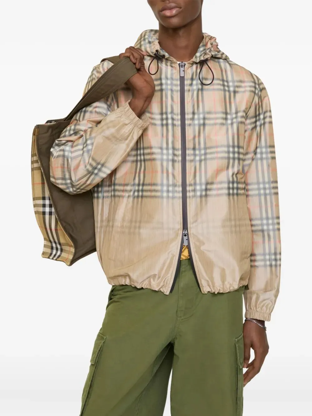 GRADIENT CHECK HOODED LIGHTWEIGHT JACKET sold by Lord & Taylor product image thumbnail 2