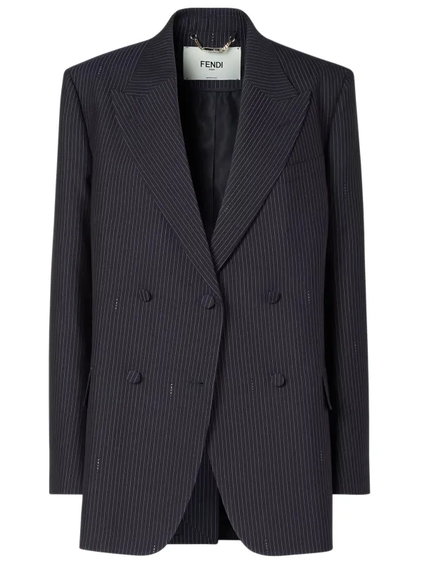 PINSTRIPE FLAP-POCKET BLAZER made by Fendi