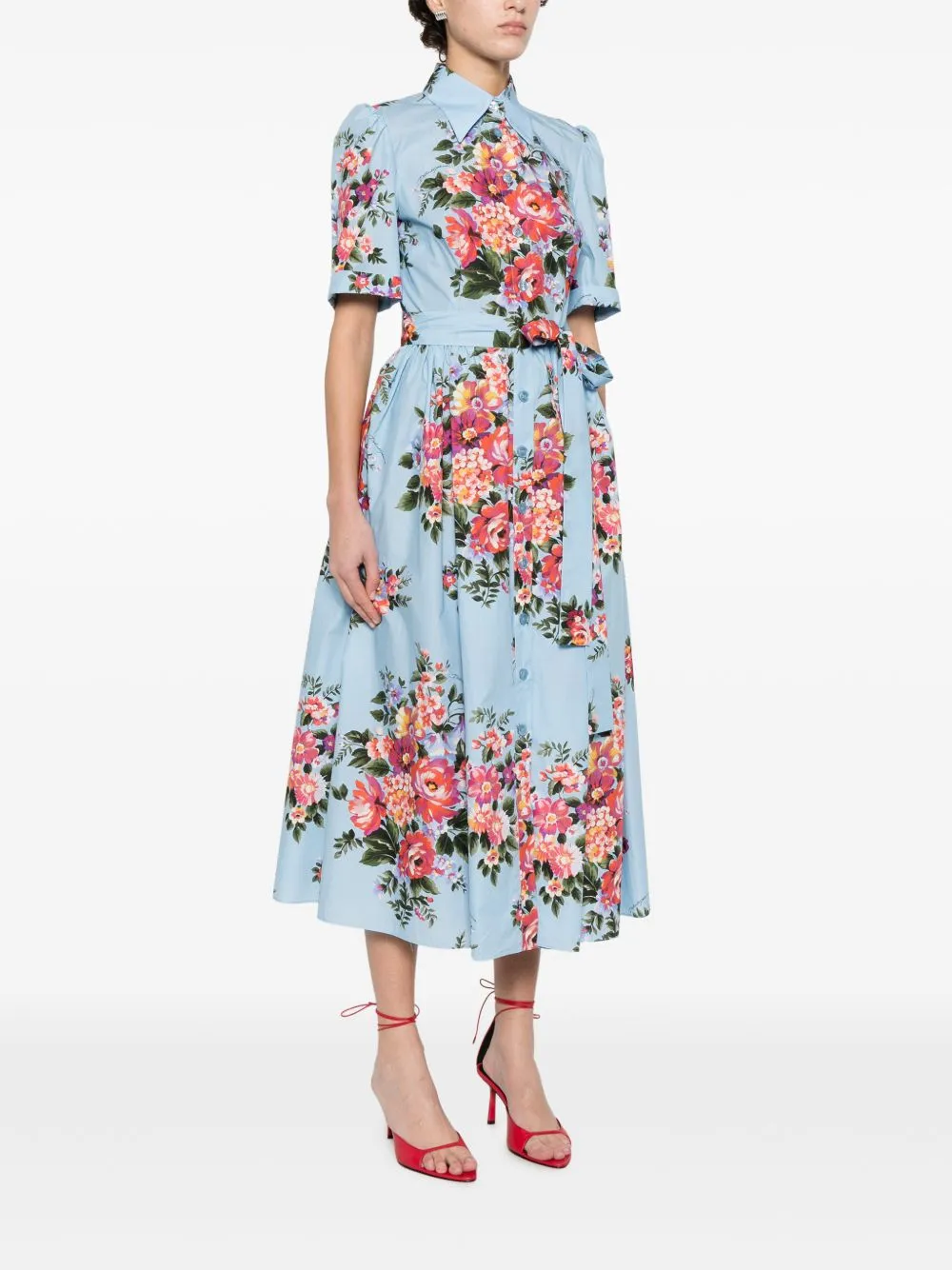 FLOWER PRINT MIDI DRESS sold by Lord & Taylor product image thumbnail 5