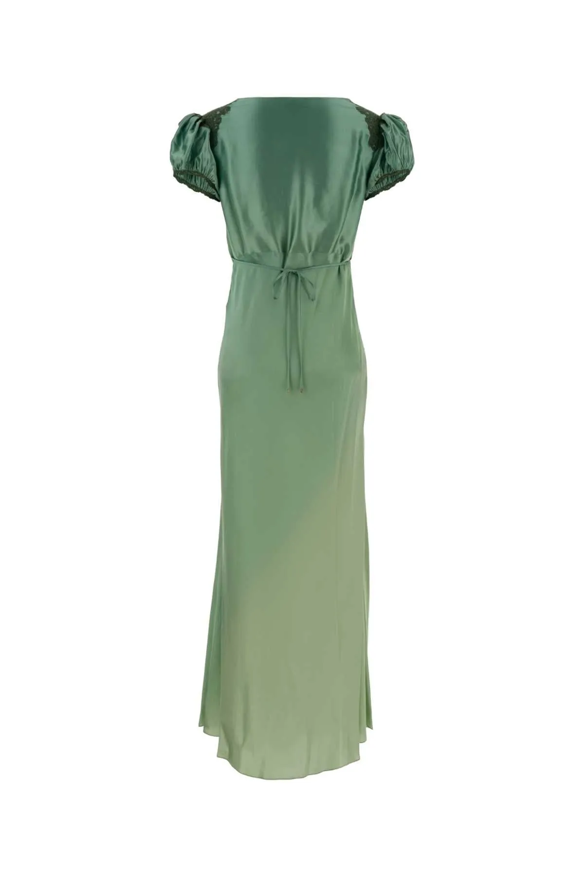 GREEN SATIN LONG DRESS sold by Lord & Taylor product image thumbnail 2