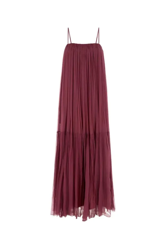 TYRIAN PURPLE SILK LONG DRESS made by Chloe