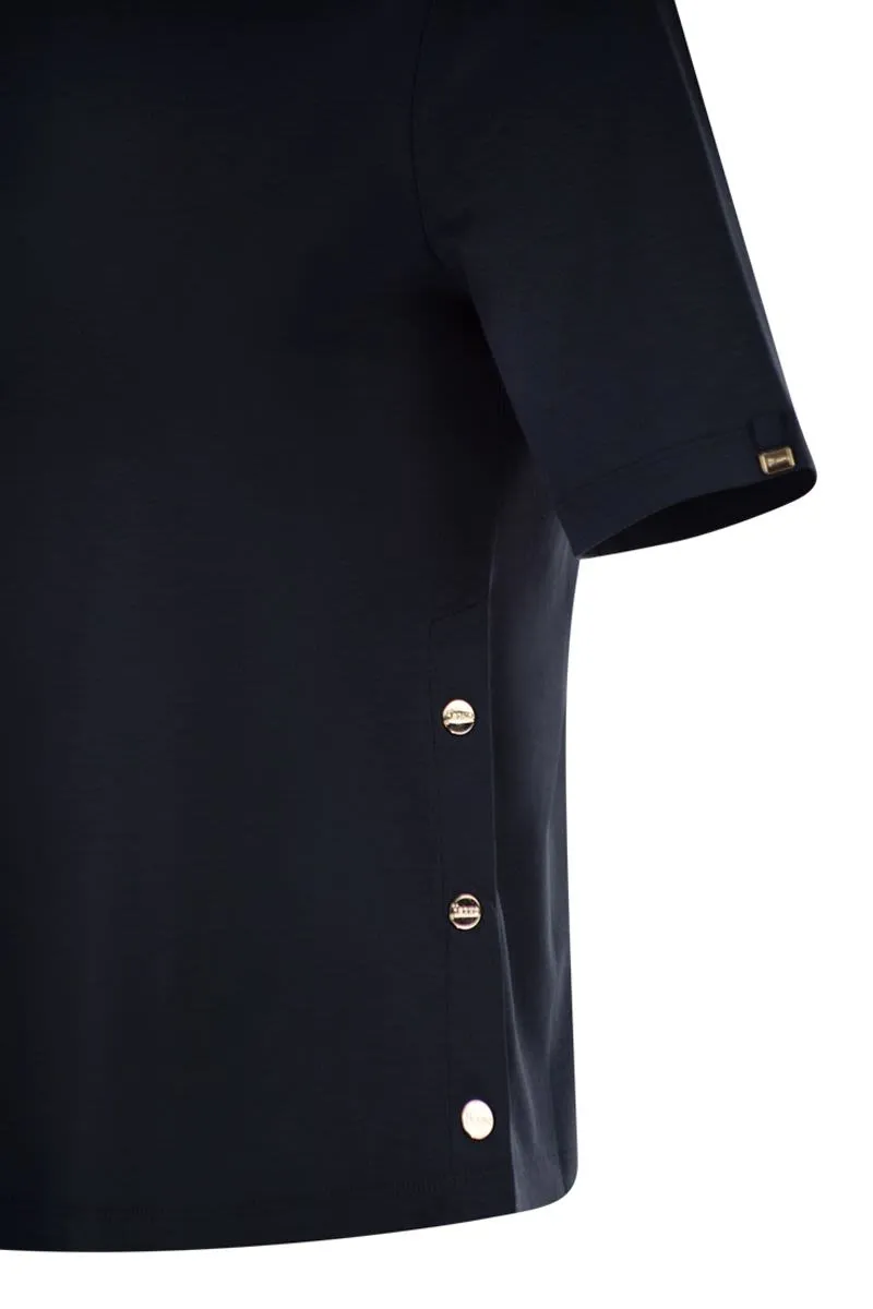 COTTON T-SHIRT WITH LOGO BUTTONS ON THE SIDES sold by Lord & Taylor product image thumbnail 4